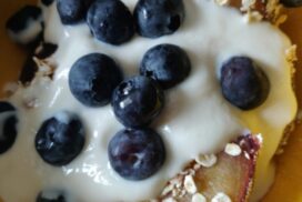 Close up of baked plums recipe